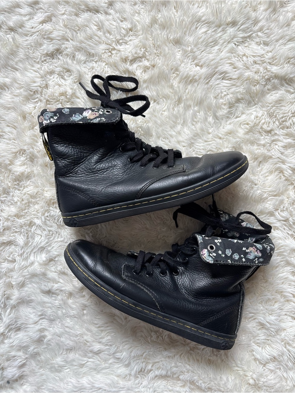 Dr. Martens Black Floral-Trim Lace-Up Boots - Women